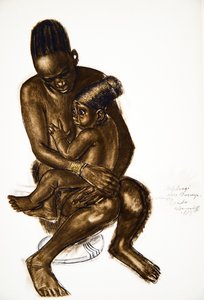 アフリカのドローイングとペインティングのEki Bondoの妻（Bondo）Haut OuelleのNafaranguiは、シトロエンセンターアフリカ遠征の2度目の任務Haardt Audouin-Dubreuil、 作： Alexander Yakovlev