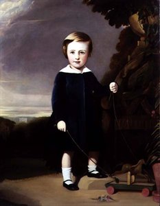 木の天板を持つ子供の肖像 作： Alexander Young