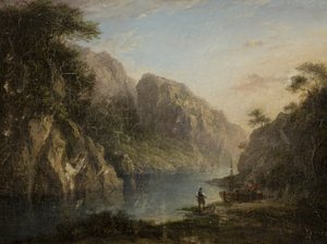 18世紀初頭から19世紀初頭にかけての牛、ハイランドの峠（木製パネルに油彩） 作： Alexander after Nasmyth