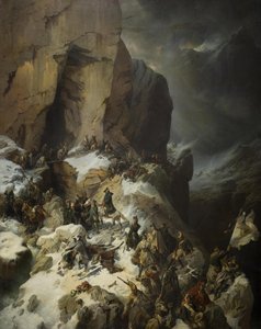 パニックスパスを横断するスボーロフ、1860 作： Alexander von Kotzebue