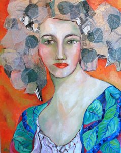 鮮やかな葉の女性 作： 