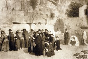 嘆きの壁のユダヤ人、エルサレム、1880年頃（彫刻） 作： Alexandre (after) Bida
