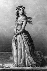 シャルロット・コルデー (1768-1793) フランス革命時のジロンド主義者で、7 月 13 日にジャン・ポール・マラーを殺害した。 作： Alexandre (after) Lacauchie