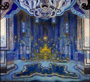 「ル ロシニョール」の「ラ サール デュ トロン」の装飾のデザイン、1914 年 作： Alexandre Benois