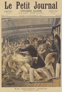 彼らをフランス領ギアナに輸送する船に乗っているアナキスト捕虜による反乱 作： Alexandre Brun