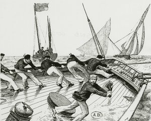 帆走レース。Le turn du Bateau-Buoée（バトー・ビュオエの旋回） - A.Brunの絵、Bibl. des Arts deco. 作： Alexandre Brun