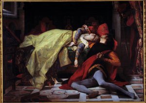 フランチェスカ・デ・リミニとパオロ・マラテスタの死（1284年）。アレクサンドル・カバネル（1823-1889）の絵画 作： Alexandre Cabanel
