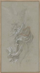 Le Paradis Perdu (失われた楽園) で、父なる神に付き添う天使のためのドレープ習作 作： Alexandre Cabanel