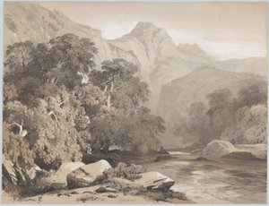 風景、19 世紀。 作： Alexandre Calame