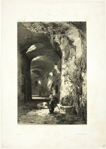 Pouzzoles (ナポリ王国) の円形劇場の廃墟、Oeuvres de A. Calame のプレート 9 作： Alexandre Calame