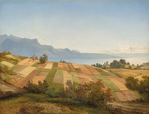 スイスの風景。 1830年頃