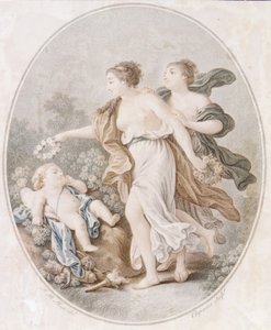 グレーセスによって戴冠されたキューピッド、1770-1805。 作： Alexandre Chaponnier
