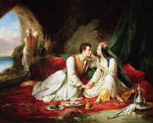 バイロン、ドンファン、ハイディー、1831年 作： Alexandre Colin