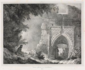 古いフランスの絵のようにロマンチックな旅: 白の女王の宮殿の遺跡 作： Alexandre Evariste Fragonard