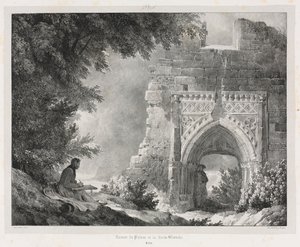 古いフランスの絵のようにロマンチックな旅：1824年の白の女王の宮殿の遺跡。 作： Alexandre Evariste Fragonard