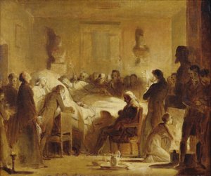 1820年2月14日、パリオペラハウスの管理室でのフランスのシャルルフェルディナンドの最後の瞬間（1778〜1820年） 作： Alexandre Evariste Fragonard