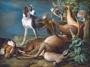 猟犬のいる死んだゲームの静物、1730