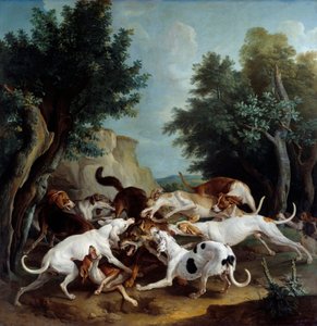 オオカミ狩り フランソワ・デスポータス（1661-1743）の絵画 1725年 日3,36x3,32 mのトナカイ、ボザール美術館 作： Alexandre Francois Desportes