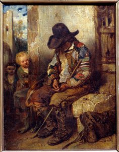 レシピを持った乞食 絵画：アレクサンドル・ガブリエル・デカン（1803-1860） 1833 Sun.0.41×0.32m 作： Alexandre Gabriel Decamps