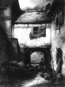 中庭、c。 1855年。 作： Alexandre Gabriel Decamps