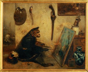 アトリエのインテリアとも呼ばれる絵画... 作： Alexandre Gabriel Decamps
