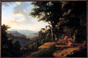 1770年、リヨン近郊のロシュコルドン公園で瞑想する哲学者ジャン・ジャック・ルソー（1712-1778） Alexandre Hyacinthe Dunouy（1757-1841）による絵画 18世紀 パリ、Musee Marmottan 作： Alexandre Hyacinthe Dunouy