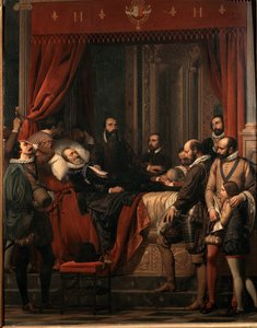 フランス王アンリ4世の死、ルーヴル美術館に展示された遺体 絵画：アレクサンドル・ヘッセ（1806-1879) 作： Alexandre Jean Baptiste Hesse