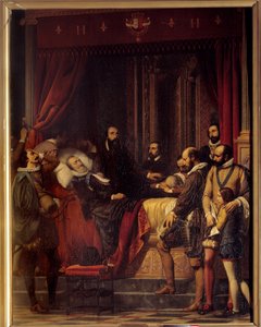 フランス王アンリ4世(1553-1610)の死、遺体はルーヴル美術館に展示される 絵画：アレクサンドル・ヘッセ(1806-1879) 作： Alexandre Jean Baptiste Hesse