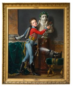 ワグラムで亡くなった父親の胸像を持つ若いヴィコントデラボルド 作： Alexandre Jean Dubois Drahonet