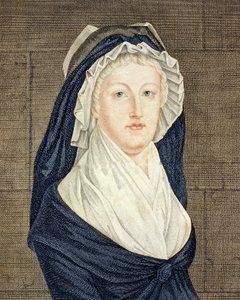 アレクサンドル・クチャルスキー（1741-1819）の絵画に基づく「コンシェルジュでのマリー・アントワネット（1755-93）」 - アレクサンドル・クチャルスキー（1741-1819）の絵画に基づく「コンシェルジュでの王妃マリー・アントワネット（1755-1793）」のエングレーヴィング。
