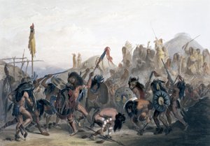 「ミフ・トゥッタ・ハンクシュのメディスン・ロッジの前でのマンダン・インディアンのバイソン・ダンス」、1843年