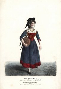 女優マドモアゼル・ミネットまたはジャンヌ＝マリー＝フランソワーズ・メネストリエ（『ソーリン作ニコラ・レミ』フランソワーズ役）、シアター・デュ・ヴォードヴィル