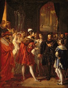 チャールズ5世（1500〜58年）、フランシスコ1世（1494〜1547年）がルーブル美術館で受け取った、1843年頃 作： Alexandre Marie Colin