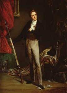 1830年のフランス革命中の若い革命家の肖像（段ボールに油彩）