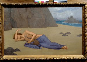 オルフェの嘆き アレクサンドル・セオン（1855-1917）の絵画 1896年。薄暗い。0.73 x 1.16 m オルセー美術館、パリ 作： Alexandre Seon