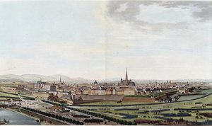 サン・シャルル教会から撮影されたウィーンの全景 - 「Voyage picturesque in Austria par le Comte Alexandre de Laborde」（パリ、ed. Didot l