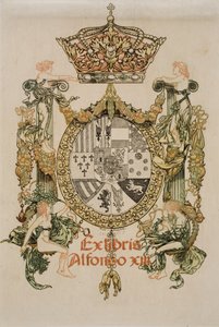 アルフォンスXIIIの蔵書票 作： Alexandre de Riquer