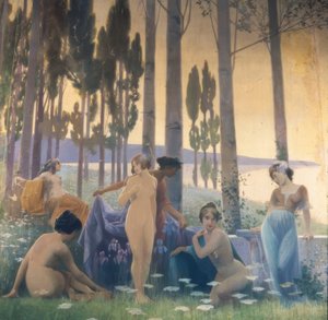 農業、工業、輸出の寓意を表現した壁画 作： Alexandre de Riquer