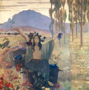 農業・工業・輸出を描いた壁画パネル 作： Alexandre de Riquer
