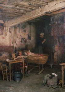 コテージの中の子供たち（油彩・キャンバス 作： Alexei Alexevich Harlamoff