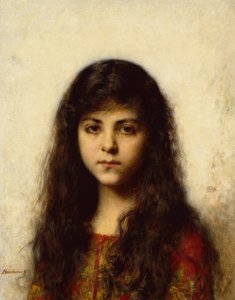 若い女の子の肖像（キャンバスに油彩）