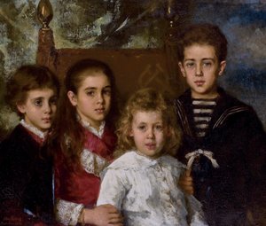 ポール・パブロヴィッチ・デミドフの子供たちの肖像、サン・ドナートの第 2 王子、1839 年から 1885 年、アヴローラ、A 作： Alexei Alexeyevich Harlamov