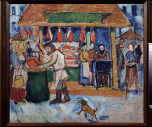 精肉店です。 Alexei Alexeyevich Morgunov (Morgunov) (1884-1935) による絵画、キャンバスに油彩 作： Alexei Alexeyevich Morgunov