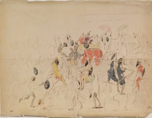 1842年、パンジャブ州のマハラジャ・シェール・シンと英国大使クラークの会談, 1842 作： Alexei Dmitriyevich Saltykov