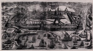 ソロヴェツキー諸島のソロヴェツキー変容修道院、1744 作： Alexei Fyodorovich Zubov