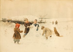 雪だるまを作る、1891年。 作： Alexei Stepanovich Stepanov