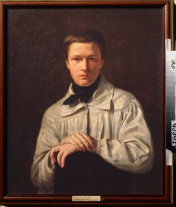 Autoportrait (Self Portrait) - Alexei Vasilyevich Tyranov (1808-1859) による絵画、キャンバスに油彩 作： Alexei Vasilievich Tyranov