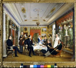 ティーテーブル ヴォロスコフ・アレクセイ・ヤーコヴレヴィッチ（1822～1882）の絵画