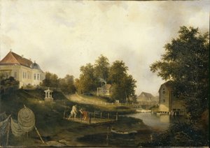 ピーターズバーグ近くの控えめなRezvois田舎のマリエンホフの眺め、1846年 作： Alexei Yakovlevich Voloskov