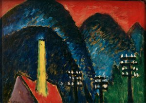 青い山（黄色い煙突のある風景 作： Alexej von Jawlensky